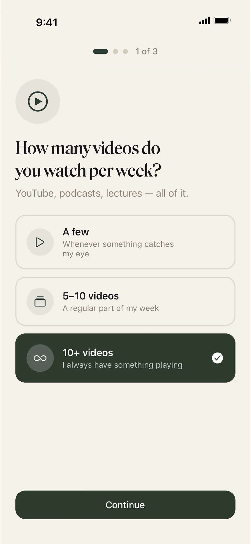Bite onboarding, first viewport
