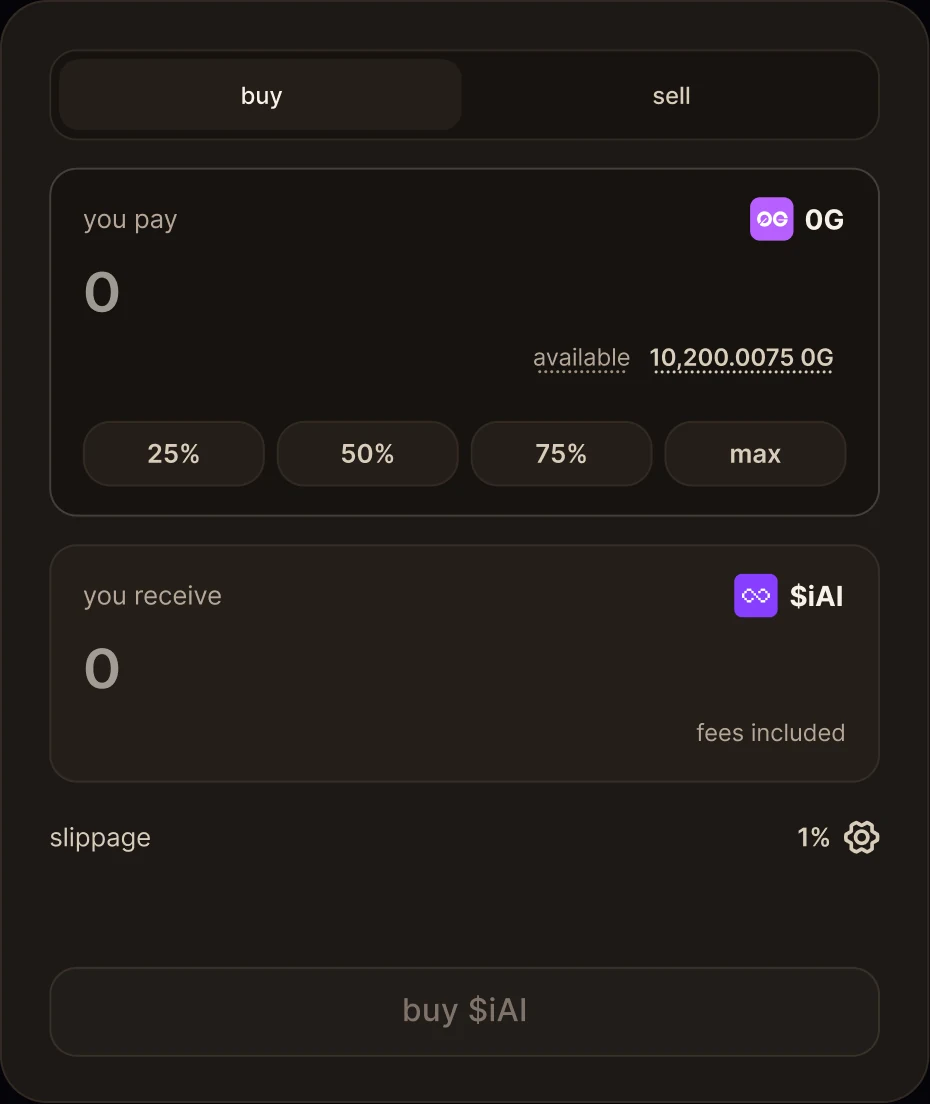 Trade panel, empty buy state