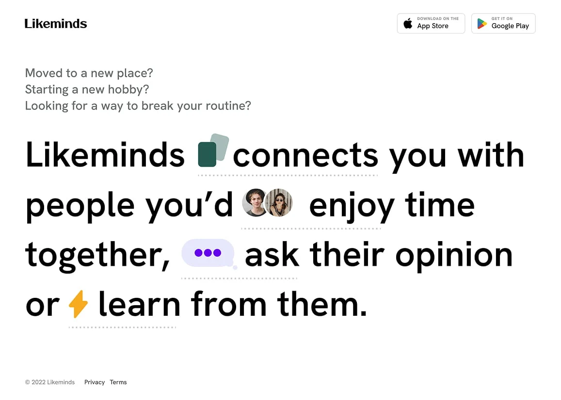 Likeminds, screen 1